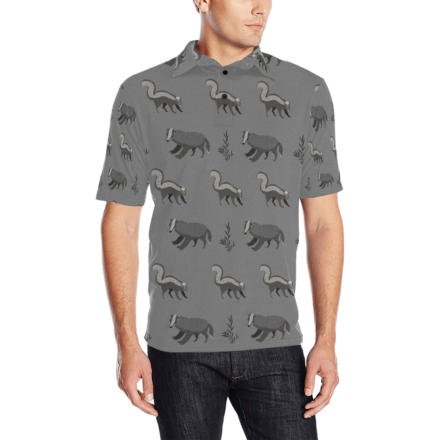 Skunk Print Design LKS301 Men Polo Shirt