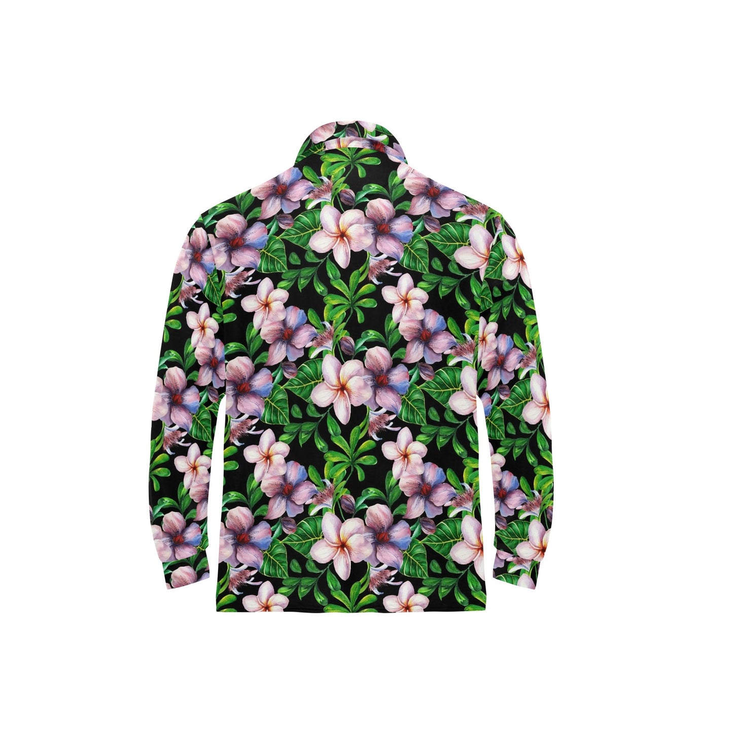 Plumeria Pattern Print Design PM01 Long Sleeve Polo Shirt For Men's