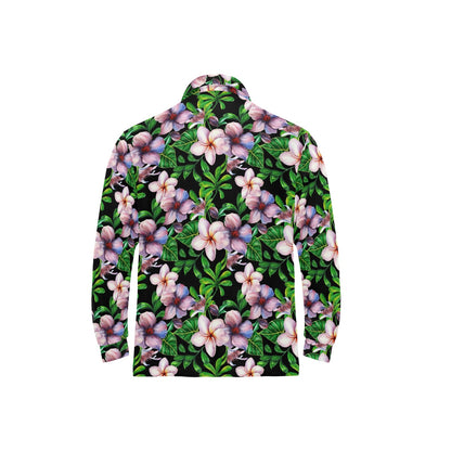 Plumeria Pattern Print Design PM01 Long Sleeve Polo Shirt For Men's