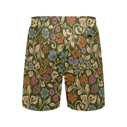 Floral Vintage Print Pattern Men's Swim Trunks Beach Shorts