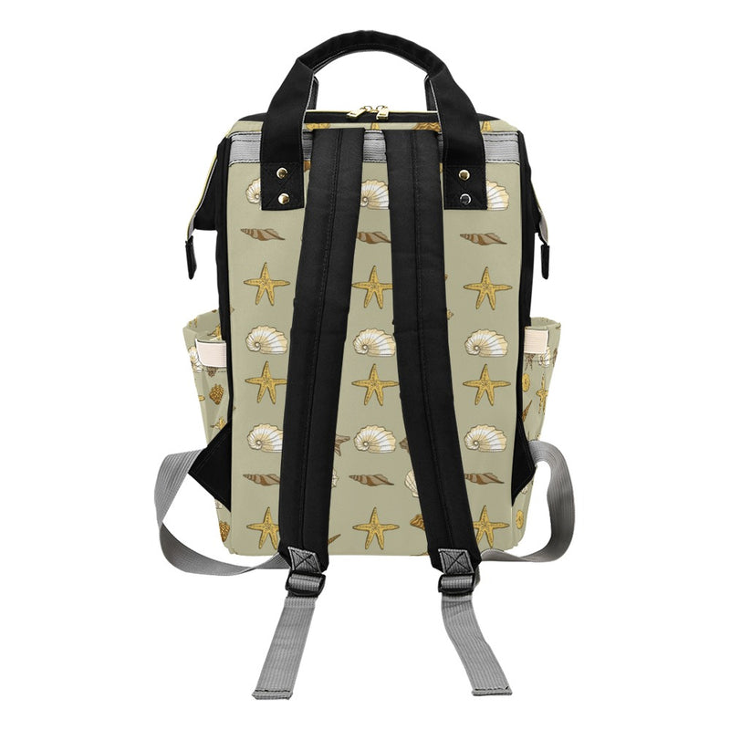 Seashell Beach Print Design LKS303 Diaper Bag Backpack