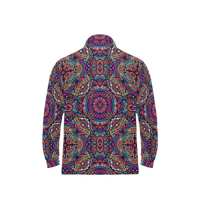 Boho Pattern Print Design 06 Long Sleeve Polo Shirt For Men's