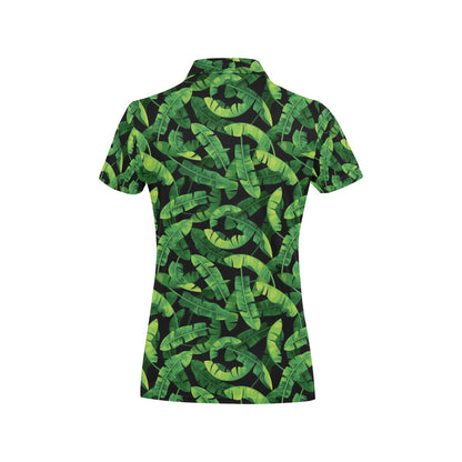 Banana Leaf Pattern Print Design 02 Women's Polo Shirt