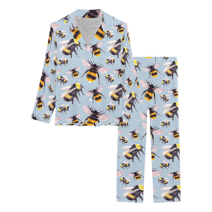 Bee Pattern Print Design BEE08 Women's Long Pajama Set