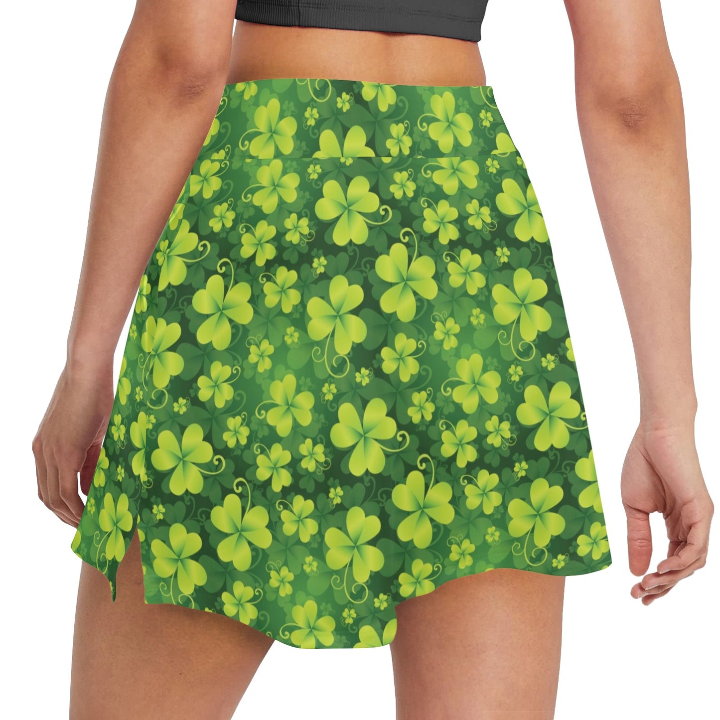 Shamrock Clover Print 17" Golf & Pickleball Skort with Pockets