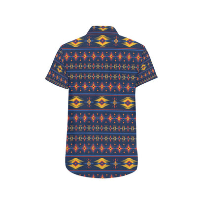 Southwest Pattern Print Design LKS306 Men Short Sleeve Button Up Shirt