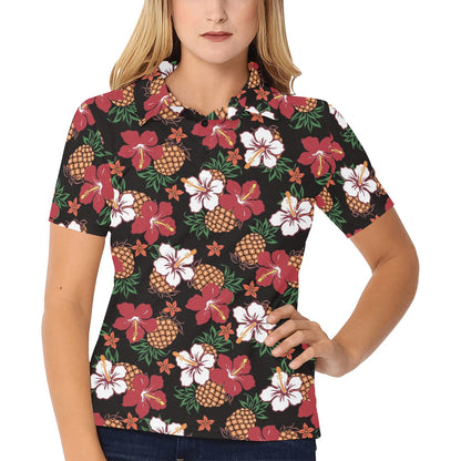 Hawaiian Themed Pattern Print Design H013 Women's Polo Shirt