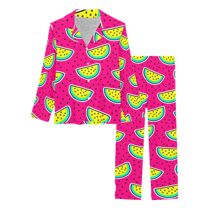Watermelon Pattern Print Design WM04 Women's Long Pajama Set
