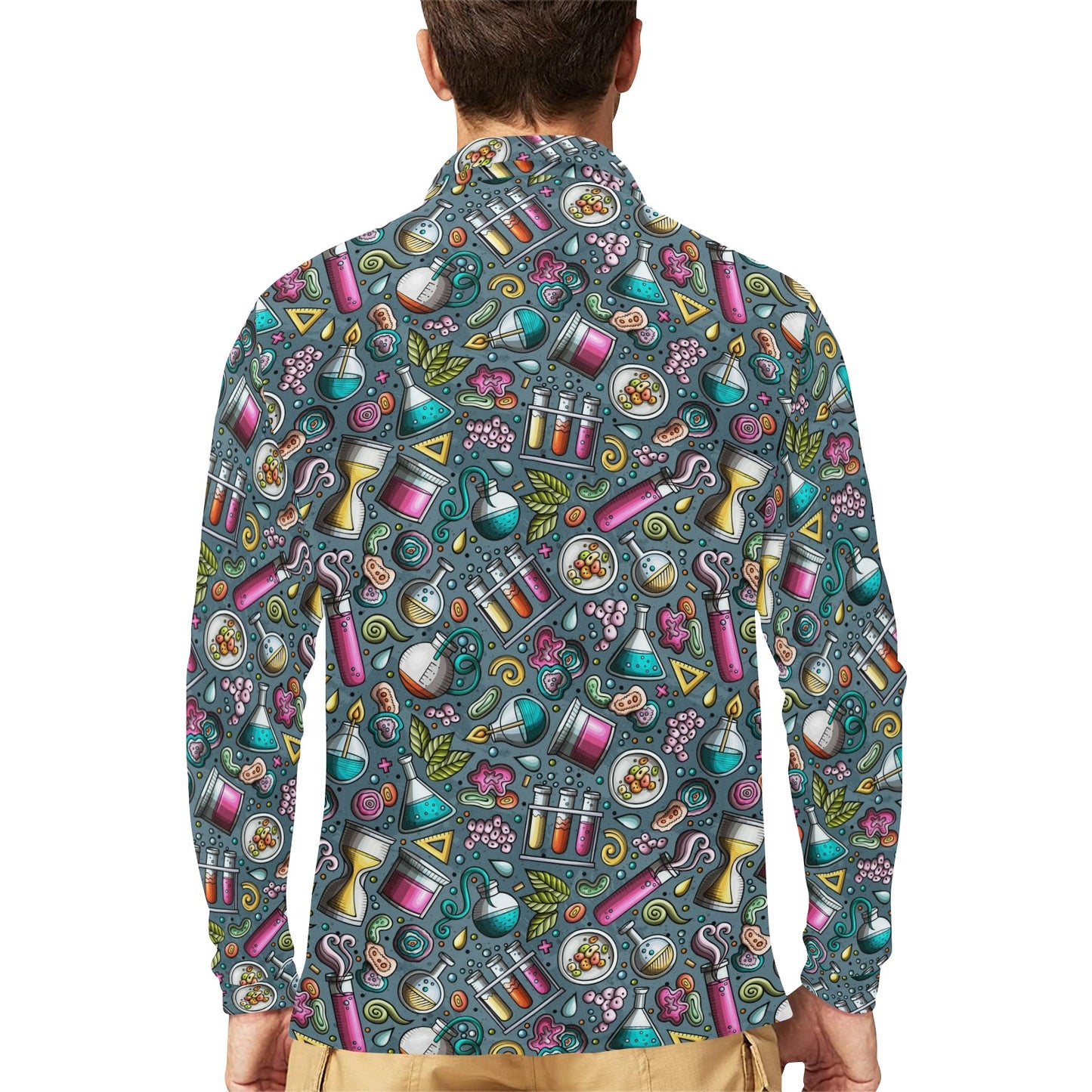 Science Print Design LKS304 Long Sleeve Polo Shirt For Men's