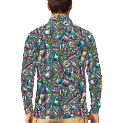 Science Print Design LKS304 Long Sleeve Polo Shirt For Men's