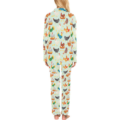 Chicken Pattern Print Design 07 Women's Long Pajama Set