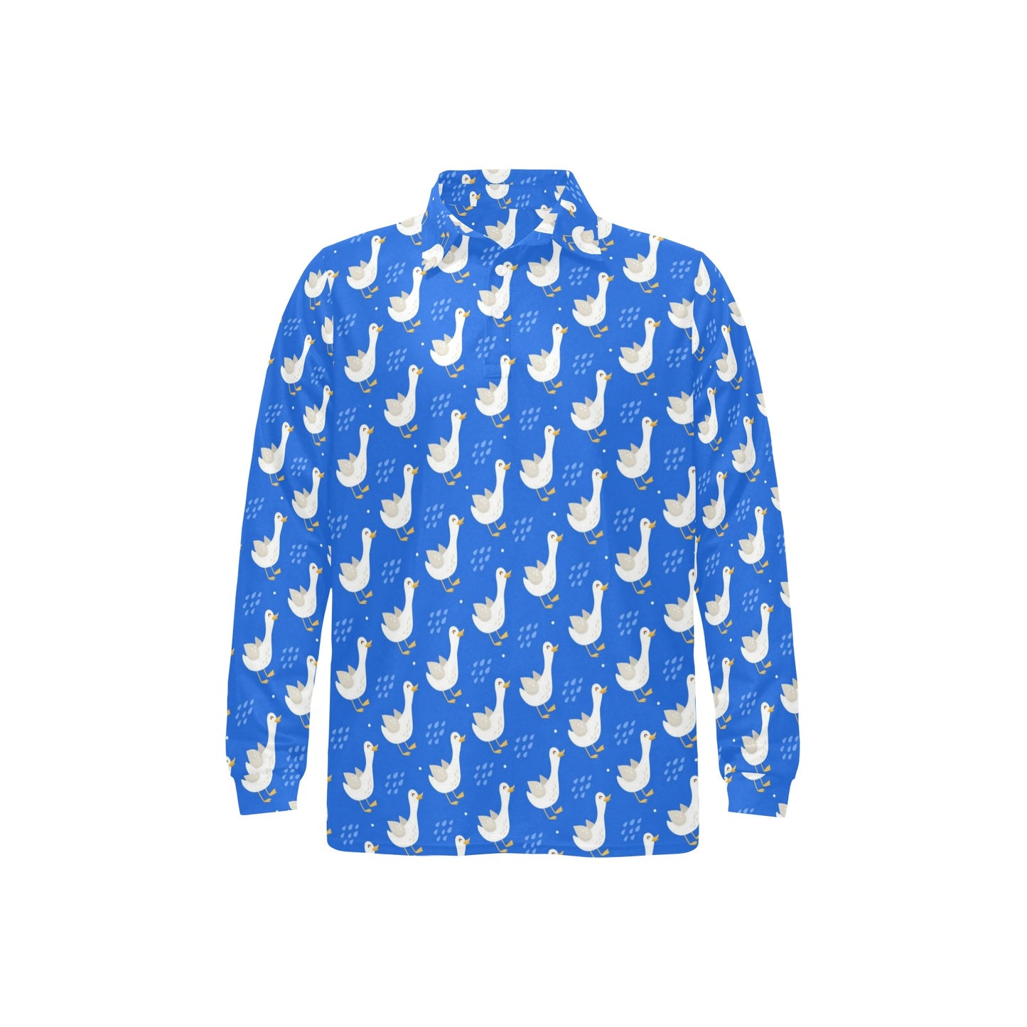 Goose Print Design LKS402 Long Sleeve Polo Shirt For Men's