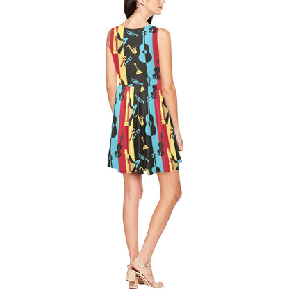 Jazz Pattern Print Design 02 Sleeveless Dress