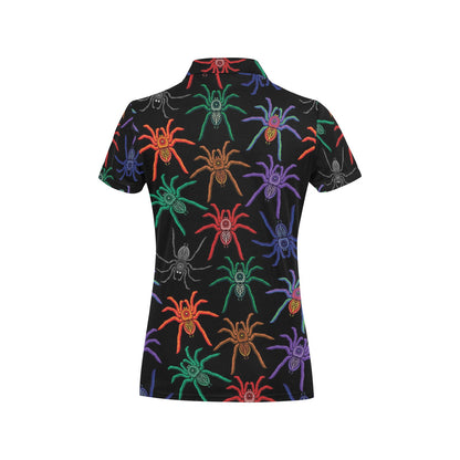 Tarantula Neon Color Pattern Print Design 03 Women's Polo Shirt