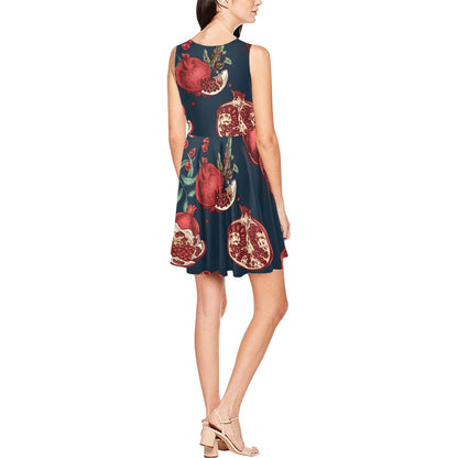 Pomegranate Pattern Print Design PG04 Sleeveless Dress