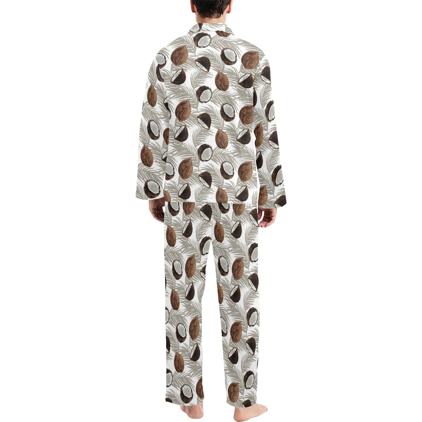 Coconut Pattern Print Design CN03 Men's Long Pajama Set