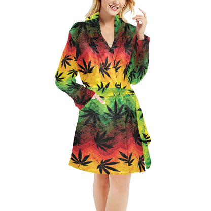 Rasta Pattern Print Design A02 Women's Fleece Robe