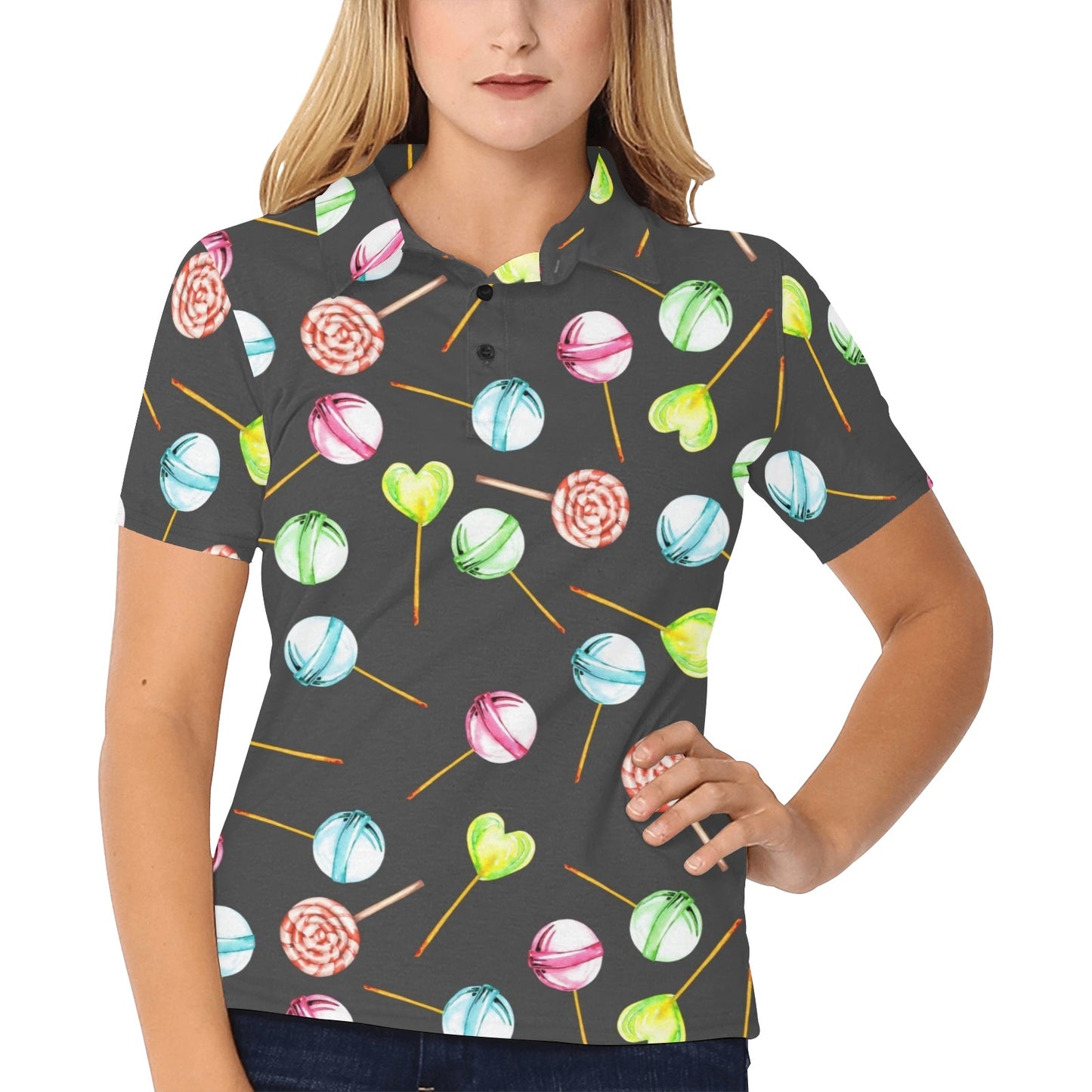 Lollipop Pattern Print Design LL02 Women's Polo Shirt