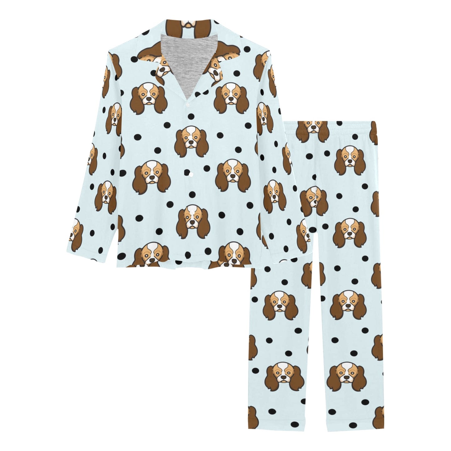 Cavalier King Charles Spaniels Pattern Print Design 02 Women's Long Pajama Set