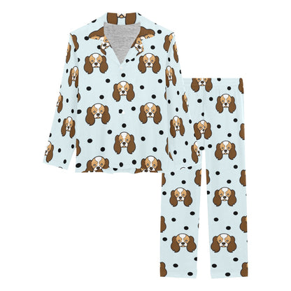 Cavalier King Charles Spaniels Pattern Print Design 02 Women's Long Pajama Set