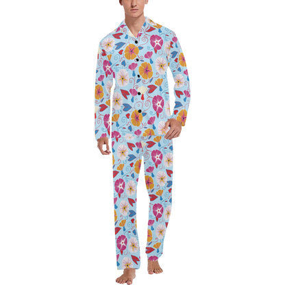 Morning Glory Pattern Print Design MG06 Men's Long Pajama Set