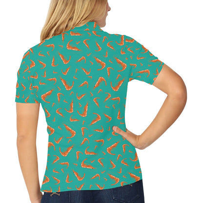 Shrimp Print Design LKS301 Women's Polo Shirt