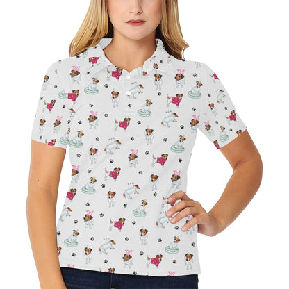 Russell Terriers Print Design LKS308 Women's Polo Shirt
