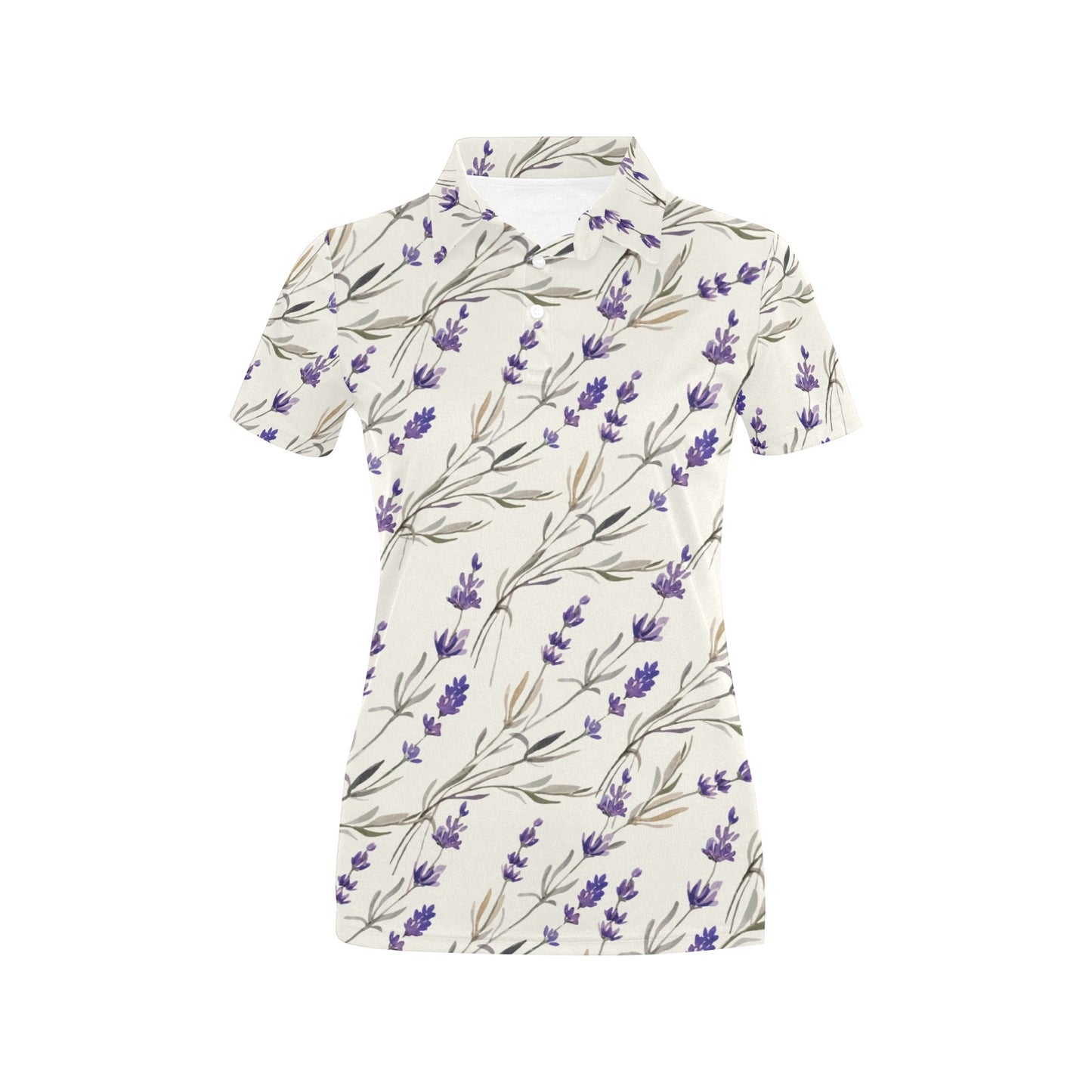 Lavender Pattern Print Design 01 Women's Polo Shirt