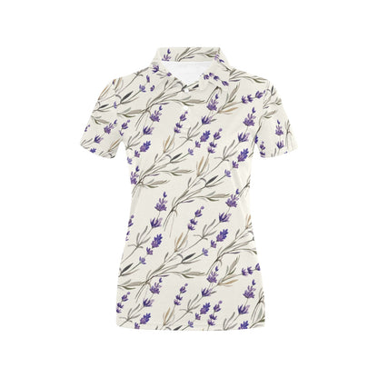Lavender Pattern Print Design 01 Women's Polo Shirt