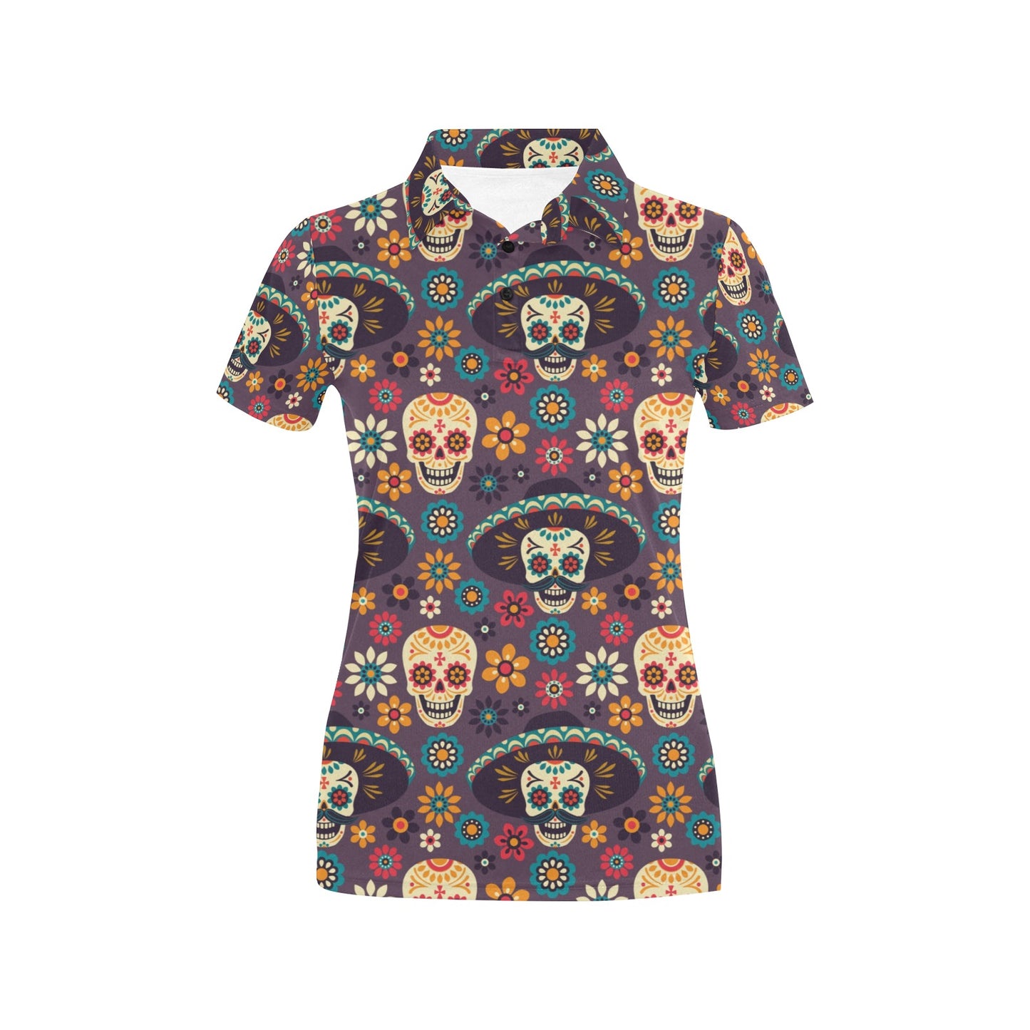 sugar skull Maxican Pattern Women's Polo Shirt