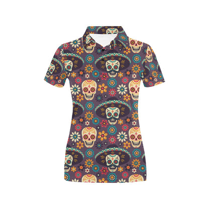 sugar skull Maxican Pattern Women's Polo Shirt