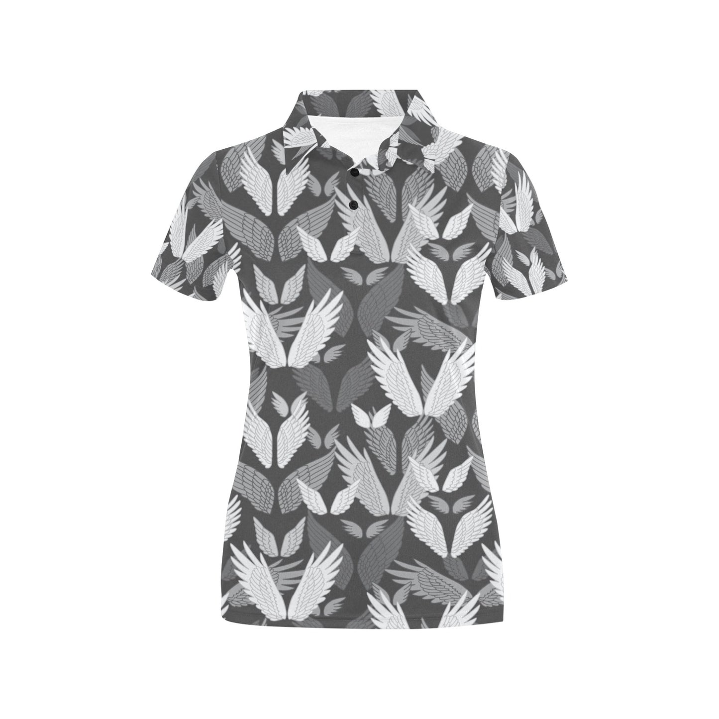Angel Wings Pattern Design Themed Print Women's Polo Shirt