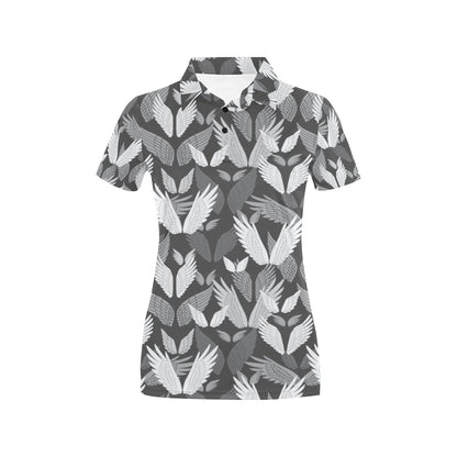 Angel Wings Pattern Design Themed Print Women's Polo Shirt