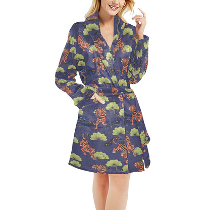 Tiger Pattern Japan Style Women's Fleece Robe