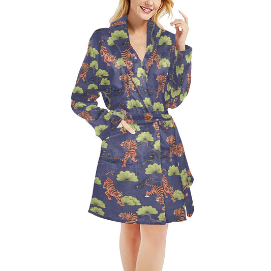 Tiger Pattern Japan Style Women's Fleece Robe