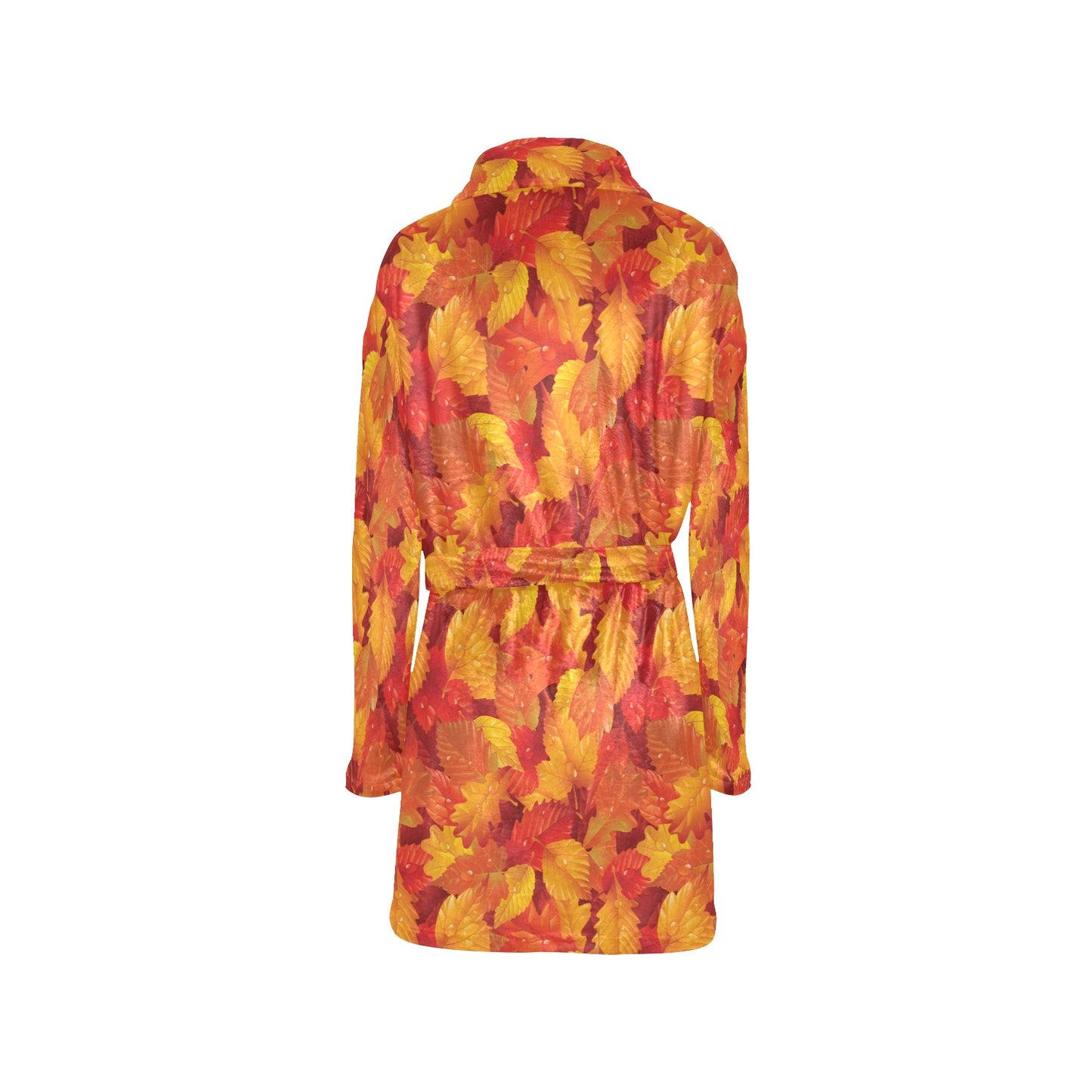 Elm Leave Autum Print Pattern Women's Fleece Robe