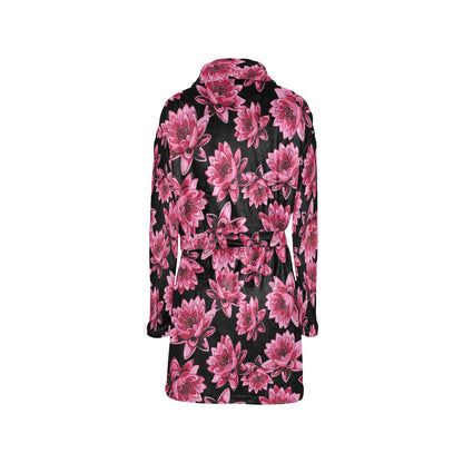 Lotus Pattern Print Design 03 Women's Fleece Robe