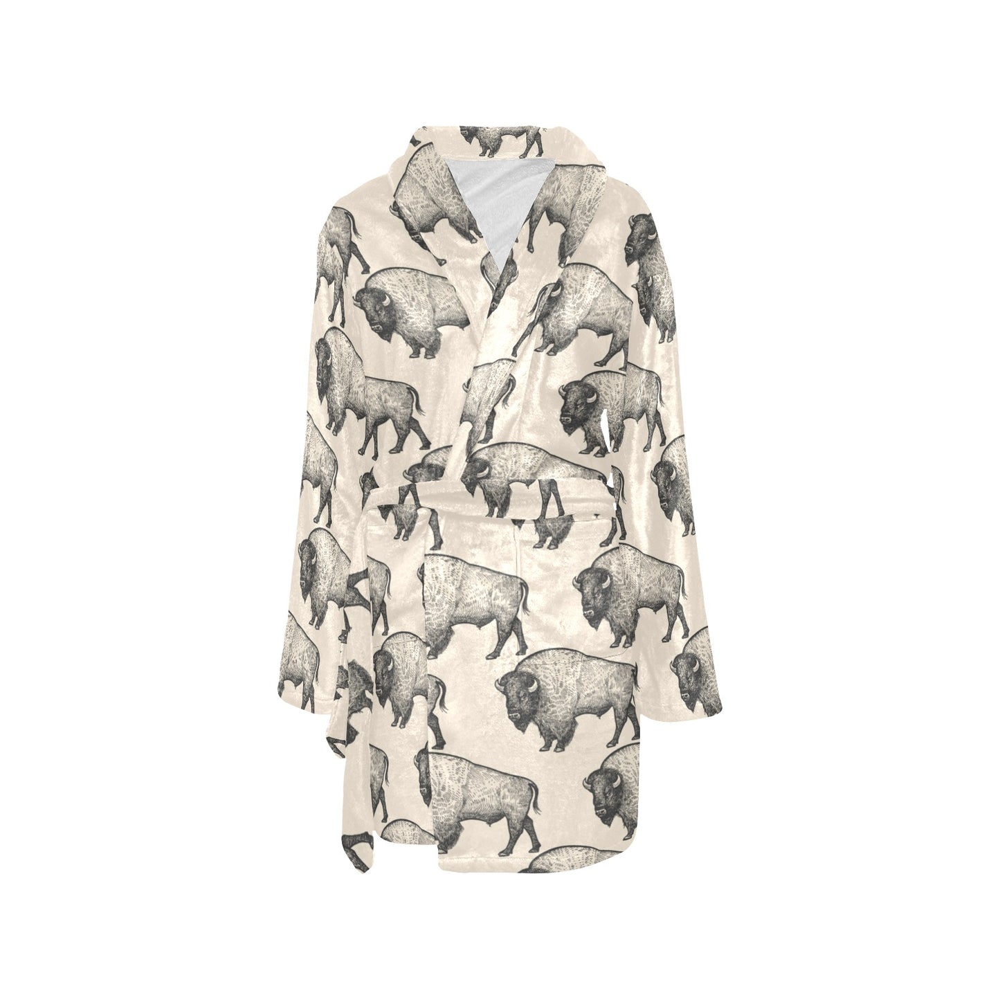 Bison Pattern Print Design 02 Women's Fleece Robe