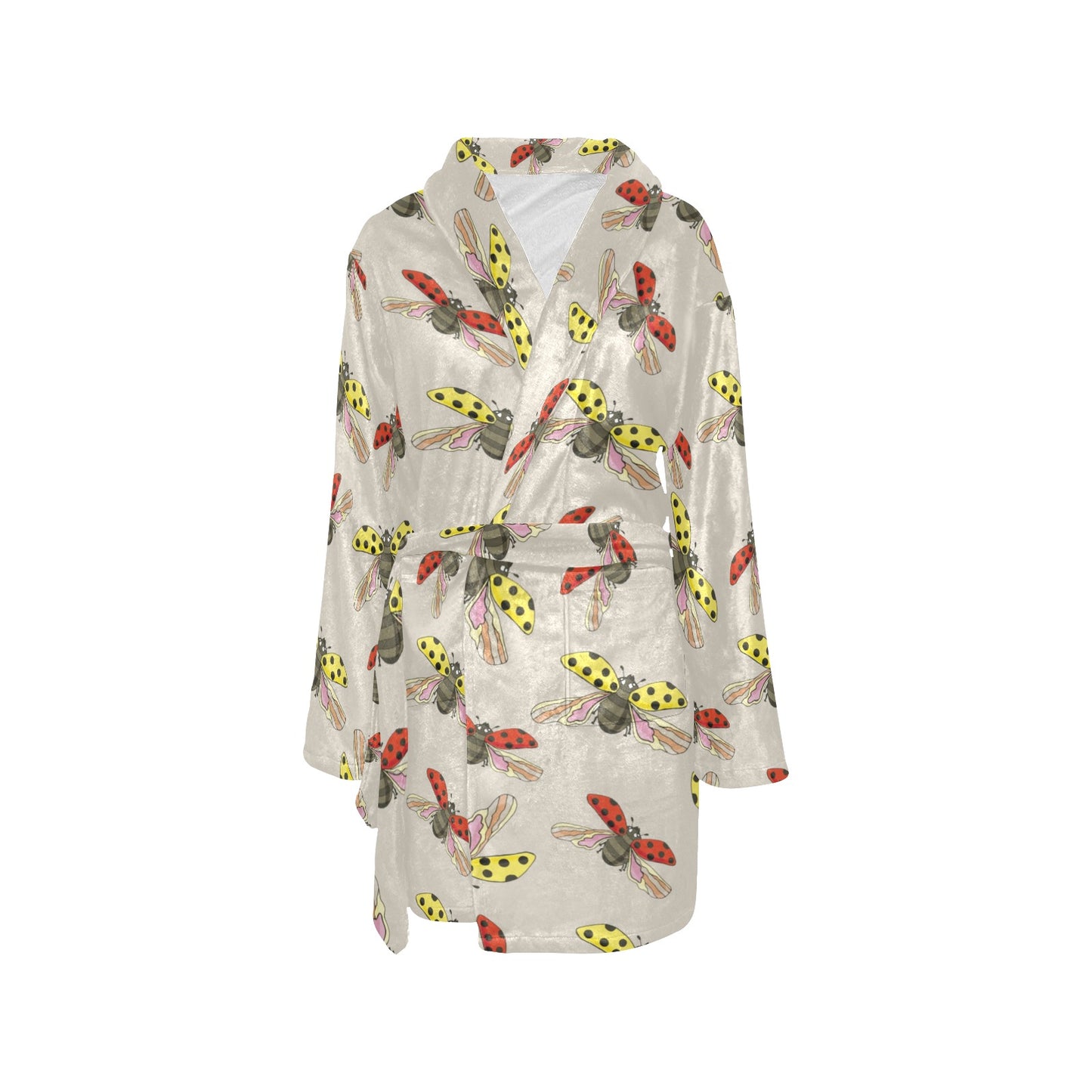 Ladybug Pattern Print Design 04 Women's Fleece Robe