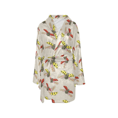 Ladybug Pattern Print Design 04 Women's Fleece Robe