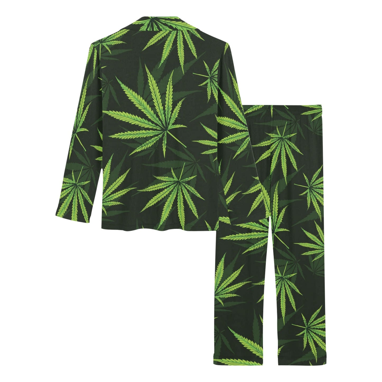 Pot Leaf Pattern Print Design A03 Women's Long Pajama Set