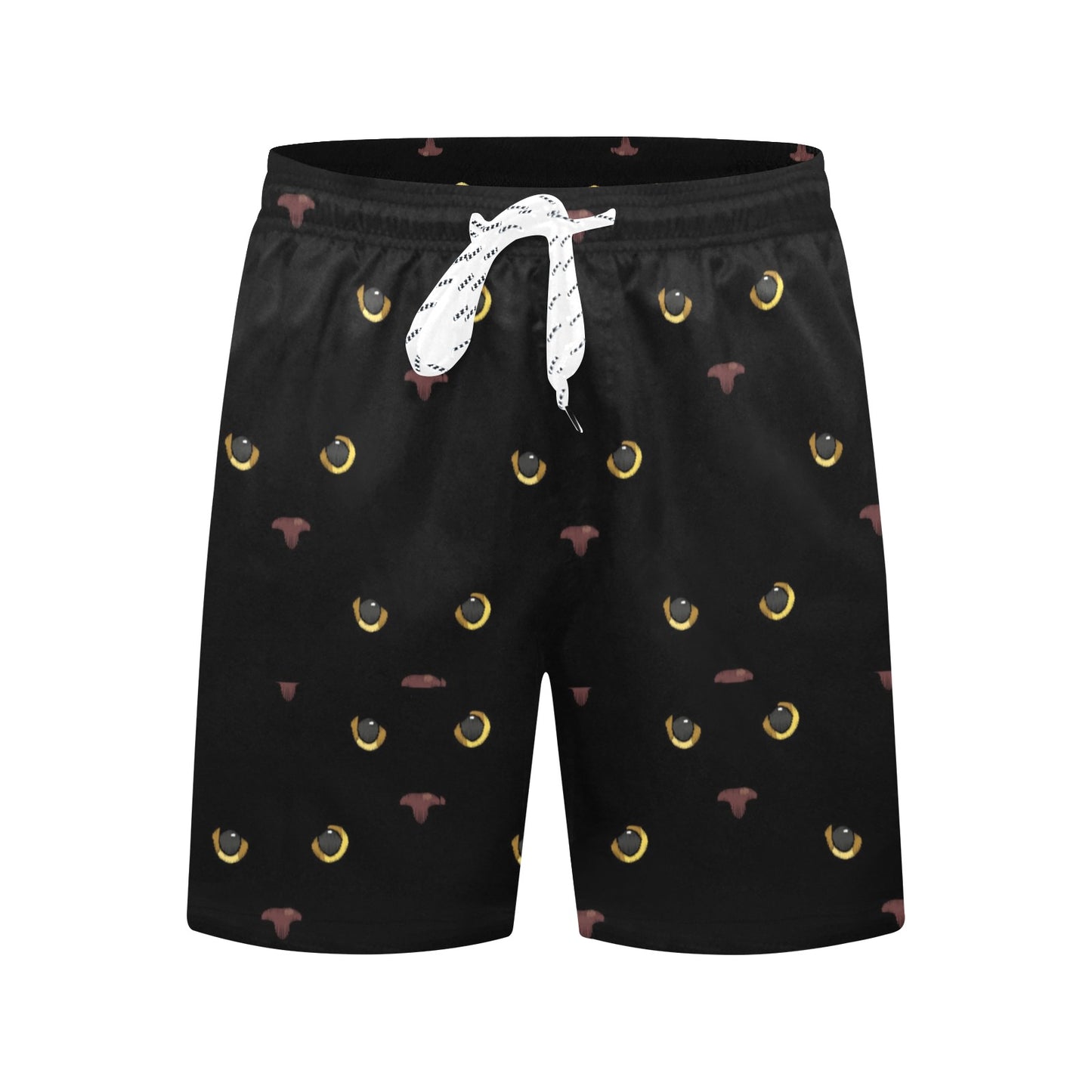 Black Cat Face Print Pattern Men's Swim Trunks Beach Shorts