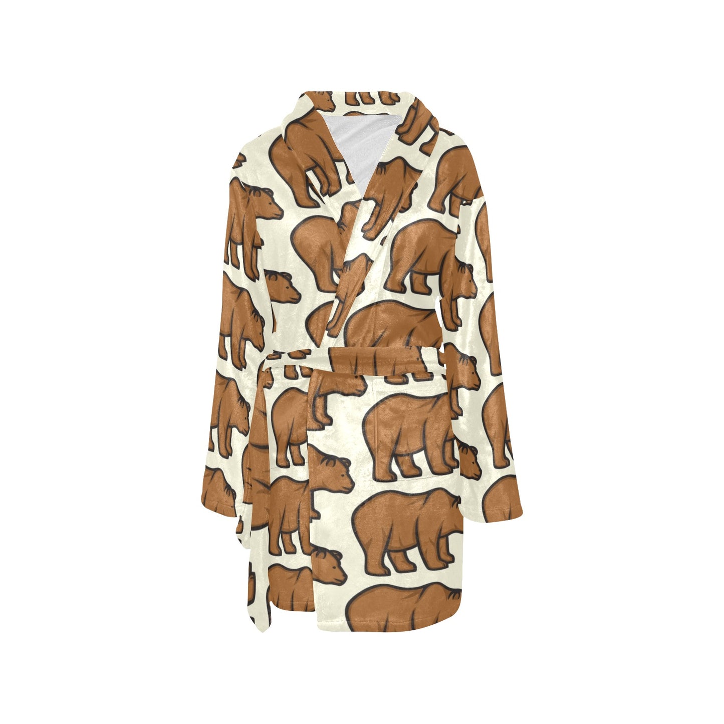 Bear Pattern Print Design BE05 Women's Fleece Robe