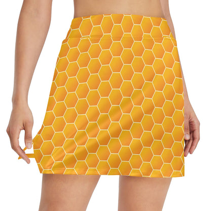Honey Bee Honeycomb Print Design LKS3011 17" Golf & Pickleball Skort with Pockets