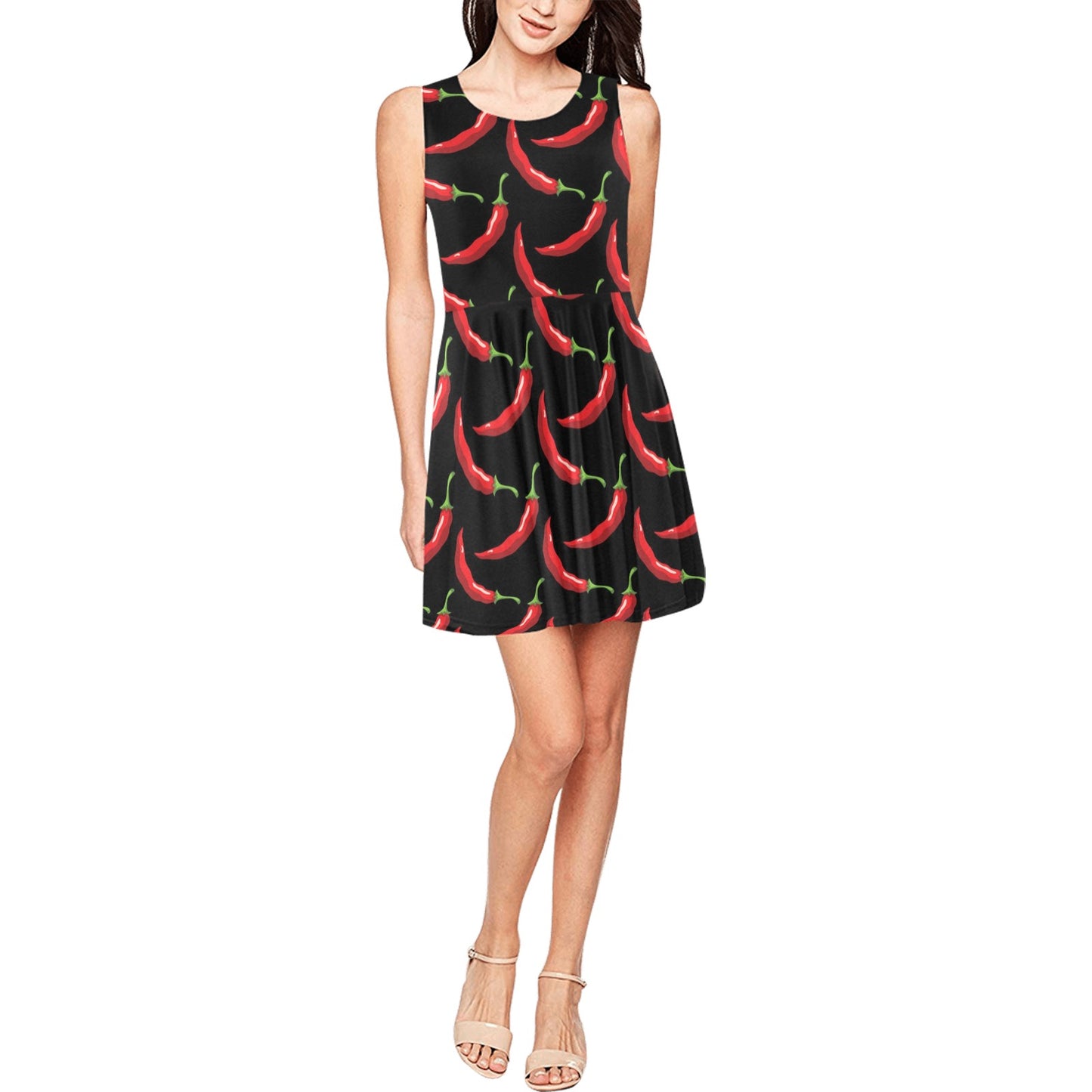 Chilli Pepper Pattern Print Design 01 Sleeveless Dress