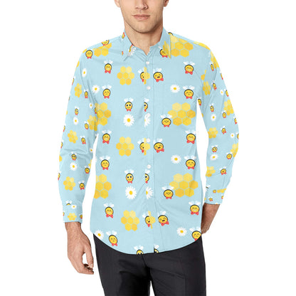 Bee Cute Print Design LKS304 Men's Long Sleeve Dress Shirt
