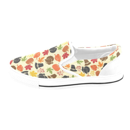 Thanksgiving Print Design LKS303 White Slip Ons Canvas Women's Shoes