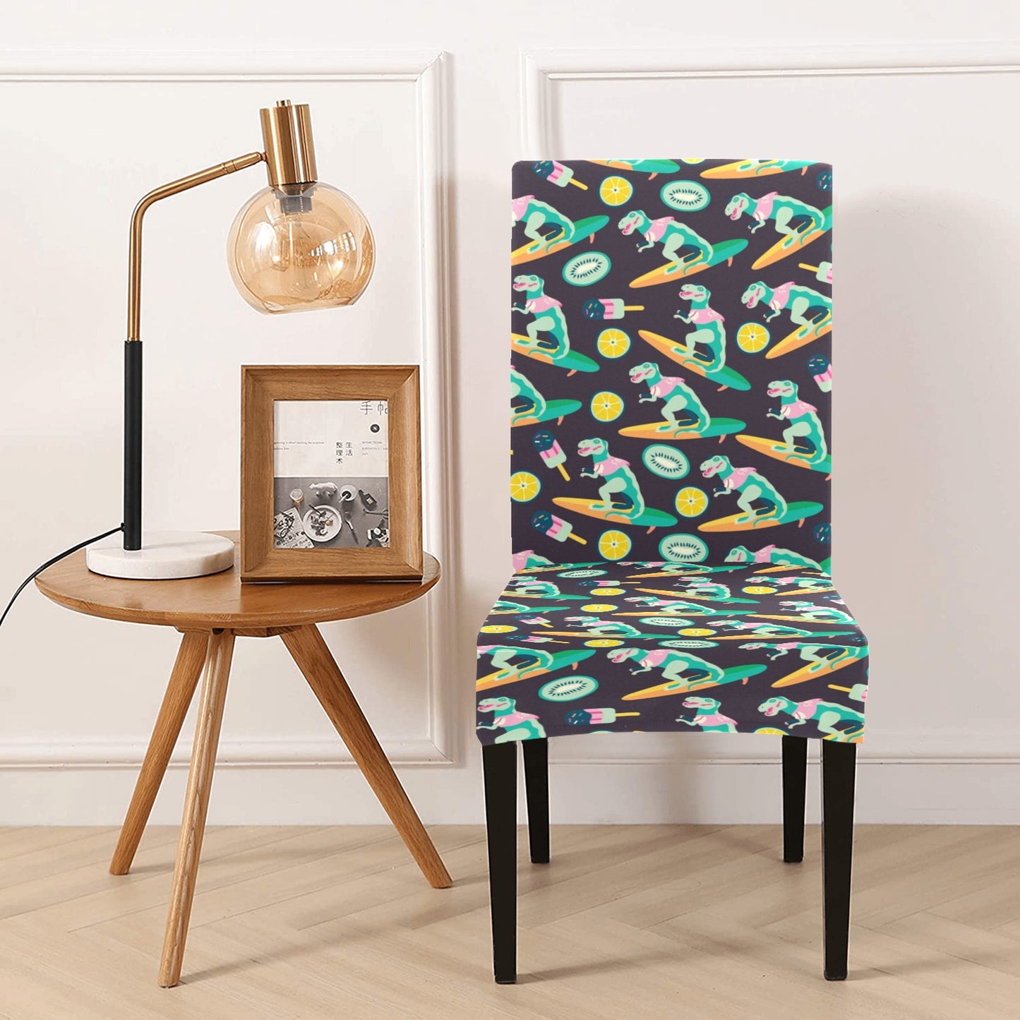 Surfboard T Rex Print Design LKS301 Dining Chair Slipcover