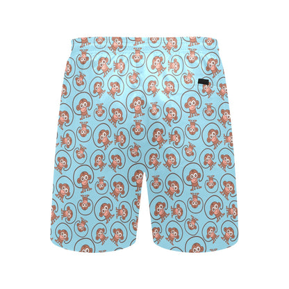 Monkey Cute Design Themed Print Men's Swim Trunks Beach Shorts