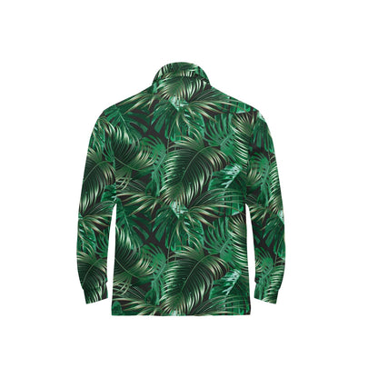 Tropical Flower Pattern Print Design TF012 Long Sleeve Polo Shirt For Men's